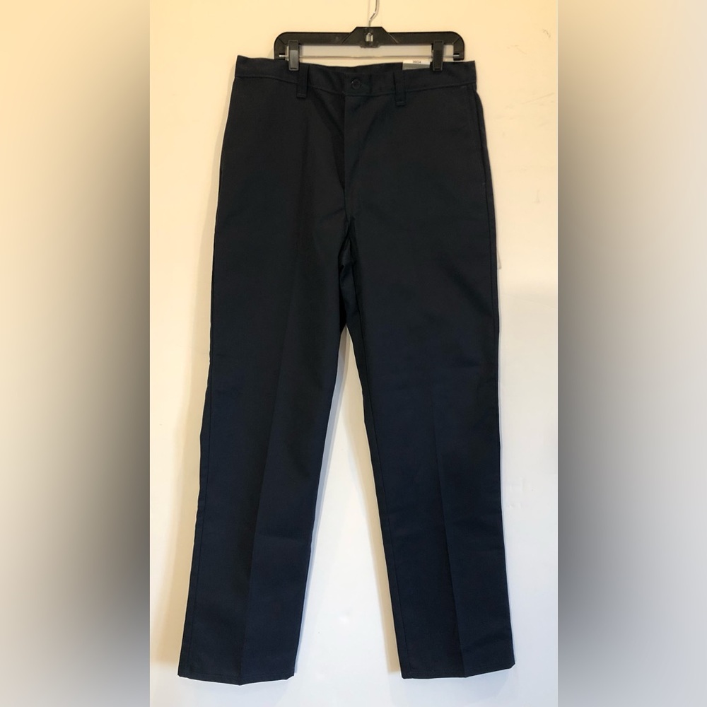 Dickies Men’s Flat Front Work Pant, 36 x 34, Regular Fit, Straight Leg, Navy